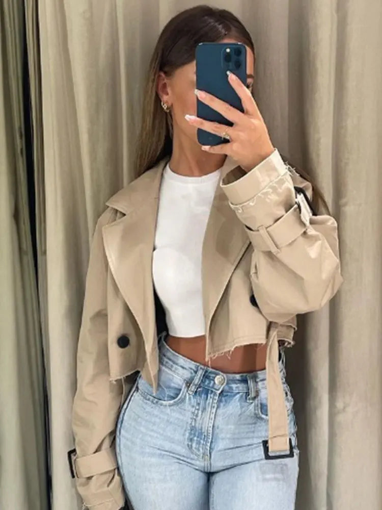 Belt Cropped Trench Spring