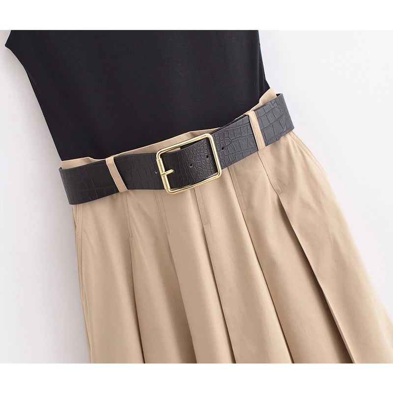 Dresses Belt Pleated Midi Dress